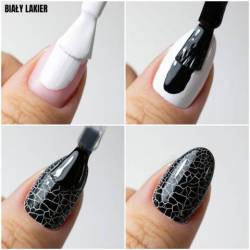 Molly Nails Lakier hybrydowy Crackle Gel black  8g