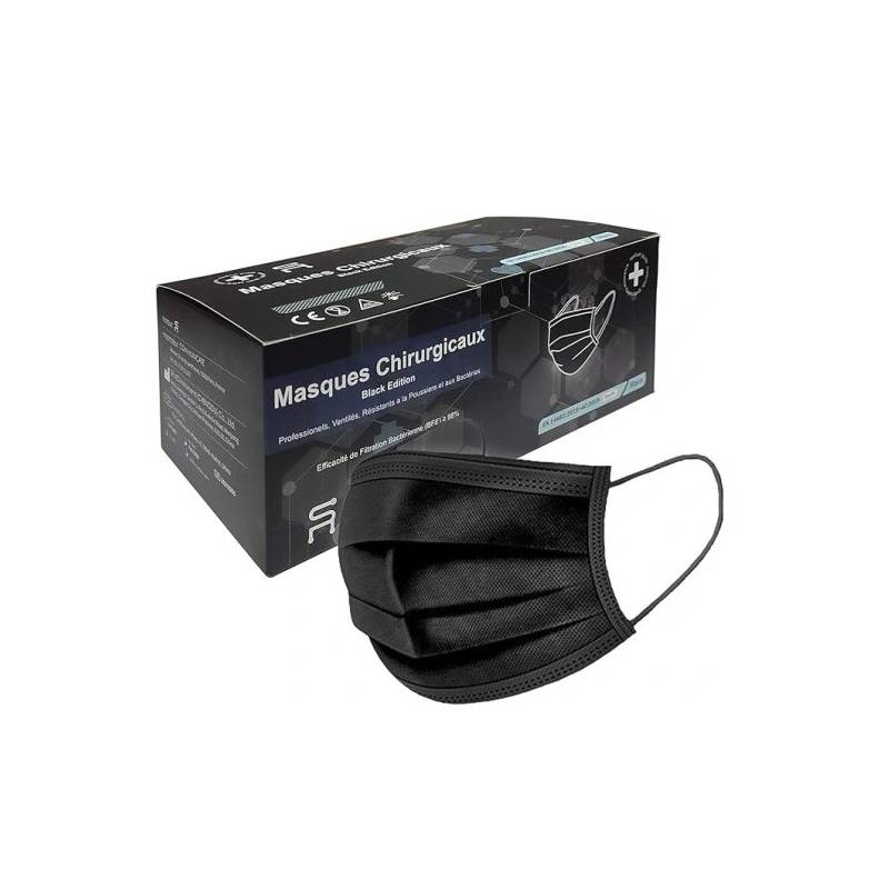 Maseczki ochronne z włókniny 50 sztuk czarne