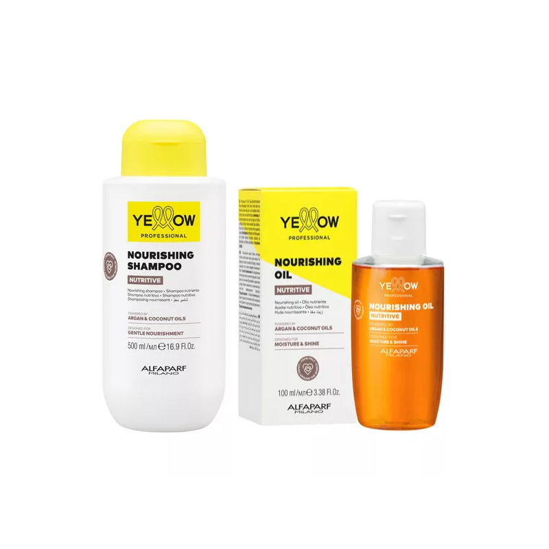 Yellow Nutritive szampon arganowy nawilżający suche włosy 500ml + Yellow Nutritive olejek arganowy nawilżający suche włosy 100ml